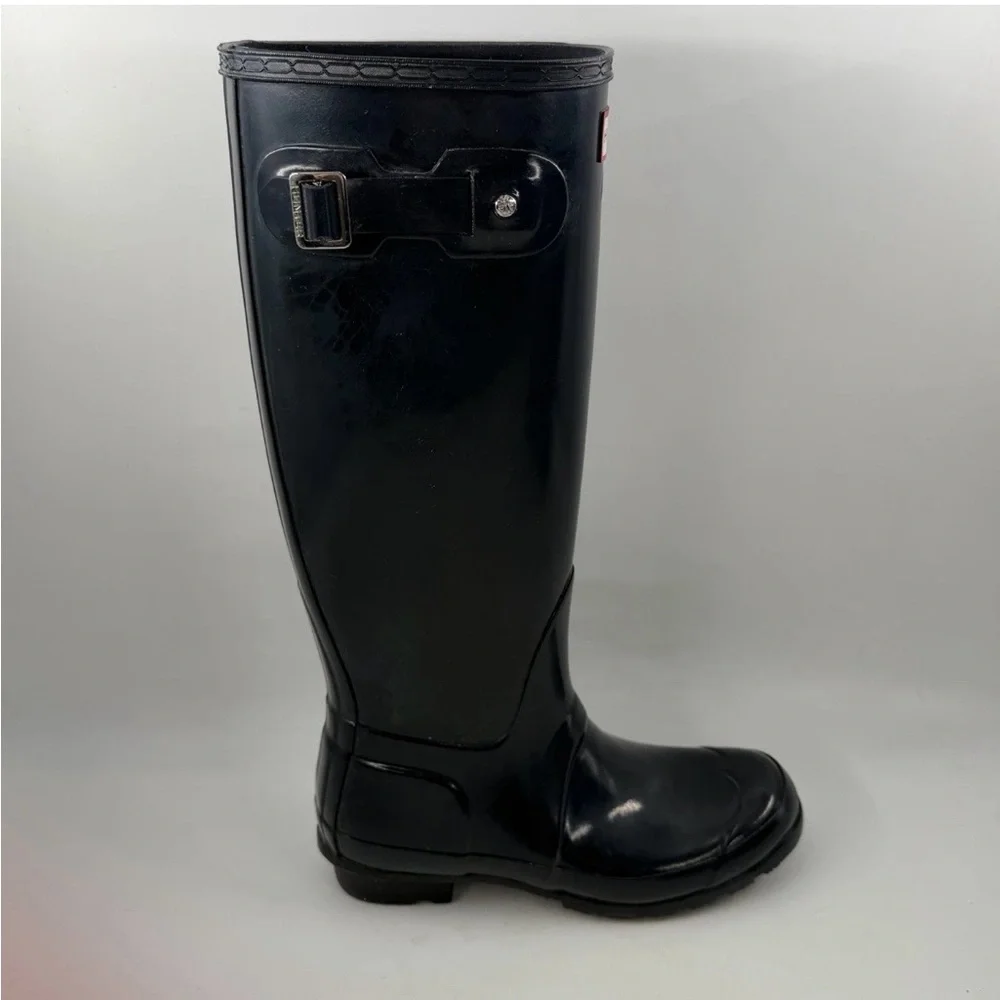 Hunter Women’s Original Tall Gloss Rain Boots-SZ 6-Blue Natural Rubber “Wellies”